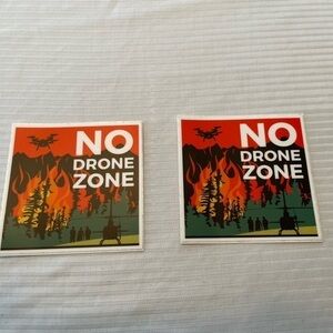 Stickers. No Drone Zone. 2 stickers. Measurements in pics. Lots of uses. New.